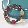 Natural Agate Bead Stretch Bracelets G-P570-01F-3
