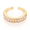 Brass Micro Pave Clear Cubic Zirconia Cuff Rings for Women KK-T074-16G-2