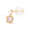 Pink Cubic Zirconia Sakura Stud Earrings for Women EJEW-A065-05G-1