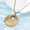 Flat Round 304 Stainless Steel Pendant Necklaces NJEW-M096-05G-5