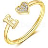 Adjustable Brass Rhinestone Cuff Rings FS-WG29D83-05-1