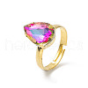 Glass Rhinestone Adjustable Rings RJEW-JR00558-5