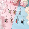 Angel Glass Pearl Beaded & Ceramics Conch Pendant Decorations HJEW-JM03396-1