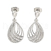 Teardrop Brass Pave Clear Cubic Zirconia Dangle Earrings EJEW-M258-70P-1