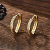 Brass Micro Pave Clear Cubic Zirconia Huggie Hoop Earrings EJEW-A058-26G-3