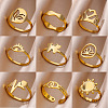 Personality Special-Interest 304 Stainless Steel Cuff Rings for Women FS-WG32BFC-06-2