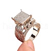 Brass Micro Pave Clear Cubic Zirconia Finger Rings FS-WG69587-09-2
