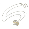 Brass Micro Pave Clear Cubic Zirconia Infinity Heart with Sunflower Pendant Necklaces for Women NJEW-G146-01P-3