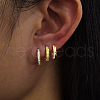 3 Pcs Elegant 925 Sterling Silver Clear Cubic Zirconia Ring Hoop Earrings ZA0253-1-4
