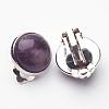 Natural Amethyst Brass Clip-on Earrings EJEW-A051-B006-2