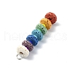 Chakra Natural Lava Rock Dyed Flat Round Connector Charms PALLOY-JF02532-01-3