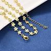 Brass Flower Link Chain Necklaces NJEW-M108-25G-4