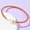 Steel Wire Ring & Copper Buckle & Plastic Pearl Bangles BJEW-S177-01-3
