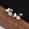 S999 Fine Silver Micro Pave Clear Cubic Zirconia Stud Earrings EJEW-F356-05S-4