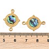 304 Stainless Steel Natural Paua Shell Flat Round Connector Charms STAS-L288-14G-01-3