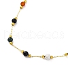 Adjustable 304 Stainless Steel & Faceted Round Mixed Gemstone Handmade Link Chain Lariat Necklaces NJEW-JN05213-4