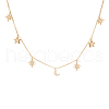 925 Sterling Silver Micro Pave Clear Cubic Zirconia Star Moon Pendant Necklaces SG6051-1-1