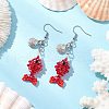 Fish with Shell Shape 304 Stainless Steel Glass Beads Dangle Earrings EJEW-MZ00436-02-1