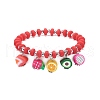Polymer Clay & Plastic Beaded Stretch Bracelet with Fruit Charms for Women BJEW-JB08706-4