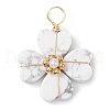 Natural & Synthetic Mixed Gemstone Clover Pendants PALLOY-JF03180-2