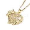 304 Stainless Steel Heart Pendant Necklaces with Cubic Zirconia NJEW-H029-01G-O-1