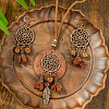 Bohemian Style Alloy & Wood & Leather Dangle Earrings & Necklaces Sets FS-WG3D99C-01-1