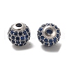Rhodium Plated 925 Sterling Silver Micro Pave Cubic Zirconia Beads STER-H110-24B-05P-2