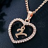 Heart Brass Micro Pave Clear Cubic Zirconia Pendant Necklaces WGA8162-01-1