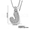 Elegant Brass Micro Pave Clear Cubic Zirconia 3D Initial Necklaces DV4415-33-1