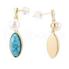 Brass Natural Pearl Dangle Stud Earrings PEAR-N020-08D-3