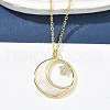 Brass Micro Pave Clear Cubic Zirconia Moon with Star Pendant Necklaces for Women NJEW-S449-02G-2