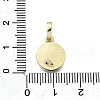 Brass Micro Pave Clear Cubic Zirconia Flat Round Charms KK-V010-25G-3