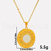 Stylish 304 Stainless Steel Pave Natural White Shell Flat Round Pendant Necklaces QJ3368-4-1