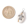 Natural Cowrie Shell & Alloy Sea Animals Pendants PALLOY-JF03751-07-2