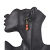 Round Natural Banded Agate Dangle Earrings EJEW-JE06466-3