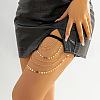 Iron & Brass Heart Link Elastic Tape Layered Tassel Leg Chains FS-WG04B60-02-1