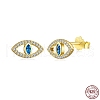 925 Sterling Silver Micro Pave Cubic Zirconia Ear Studs for Women EJEW-P231-63G-2