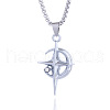 Star Moon Stainless Steel Crystal Rhinestone Pendant Necklaces FS-WGC8607-01-5