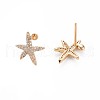 Brass Micro Pave Clear Cubic Zirconia Stud Earring Findings KK-S364-135-5