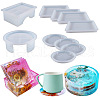 4Pcs 4 Style Rectangle & Flat Round Coaster & Storage Silicone Mold PW-WG38100-01-2