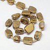 Electroplate Natural Druzy Quartz Crystal Cuboid Beads Strands G-L043-07-3