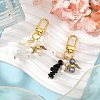 2Pcs 2 Colors Natural Obsidian & Quartz Crystal Chips Pendant Decoration HJEW-JM02400-2