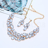 Oval Alloy Glass Stud Earrings & Bib Necklaces Sets for Women FS-WGA59D1-02-1