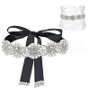 Brass Flower Bridal Belt with Glass Rhinestones for Wedding Dress AJEW-WH0455-005B-1