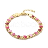 Heart Brass Enamel Link Chain Bracelets for Women BJEW-B125-04G-4