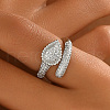 Brass Micro Pave Cubic Zirconia Cuff Rings for Women FN3097-2-1