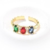 Oval Brass Micro Pave Cubic Zirconia Cuff Bangles & Rings Sets for Women SJEW-R002-06G-07-2