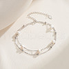 925 Sterling Silver Double Layer Multi-strand Bracelets BJEW-G724-02P-2