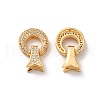 Brass Micro Pave Clear Cubic Zirconia Fold Over Clasps KK-M243-13G-2