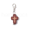 2Pcs Natural Wood Cross Pendant Decorations HJEW-JM03264-3